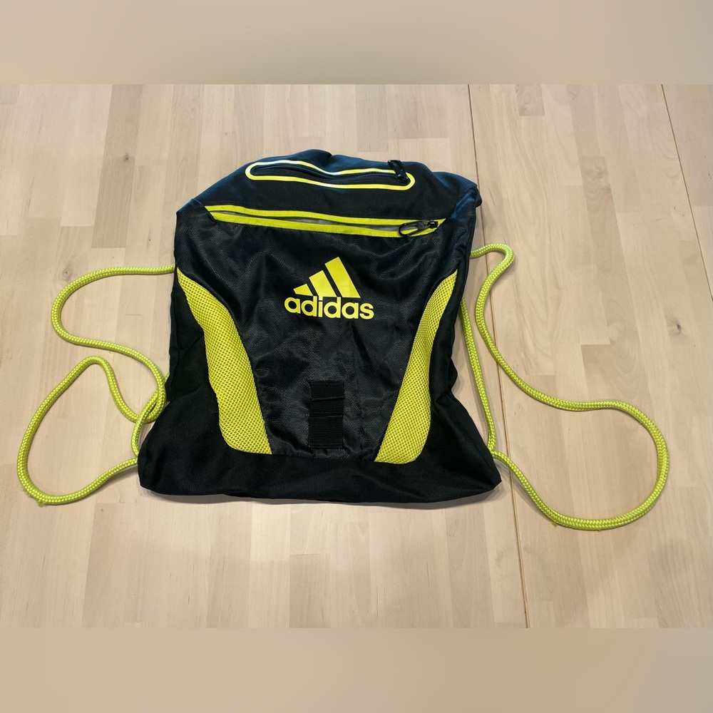 Adidas Black and Yellow Drawstring Sport Gym Backpack